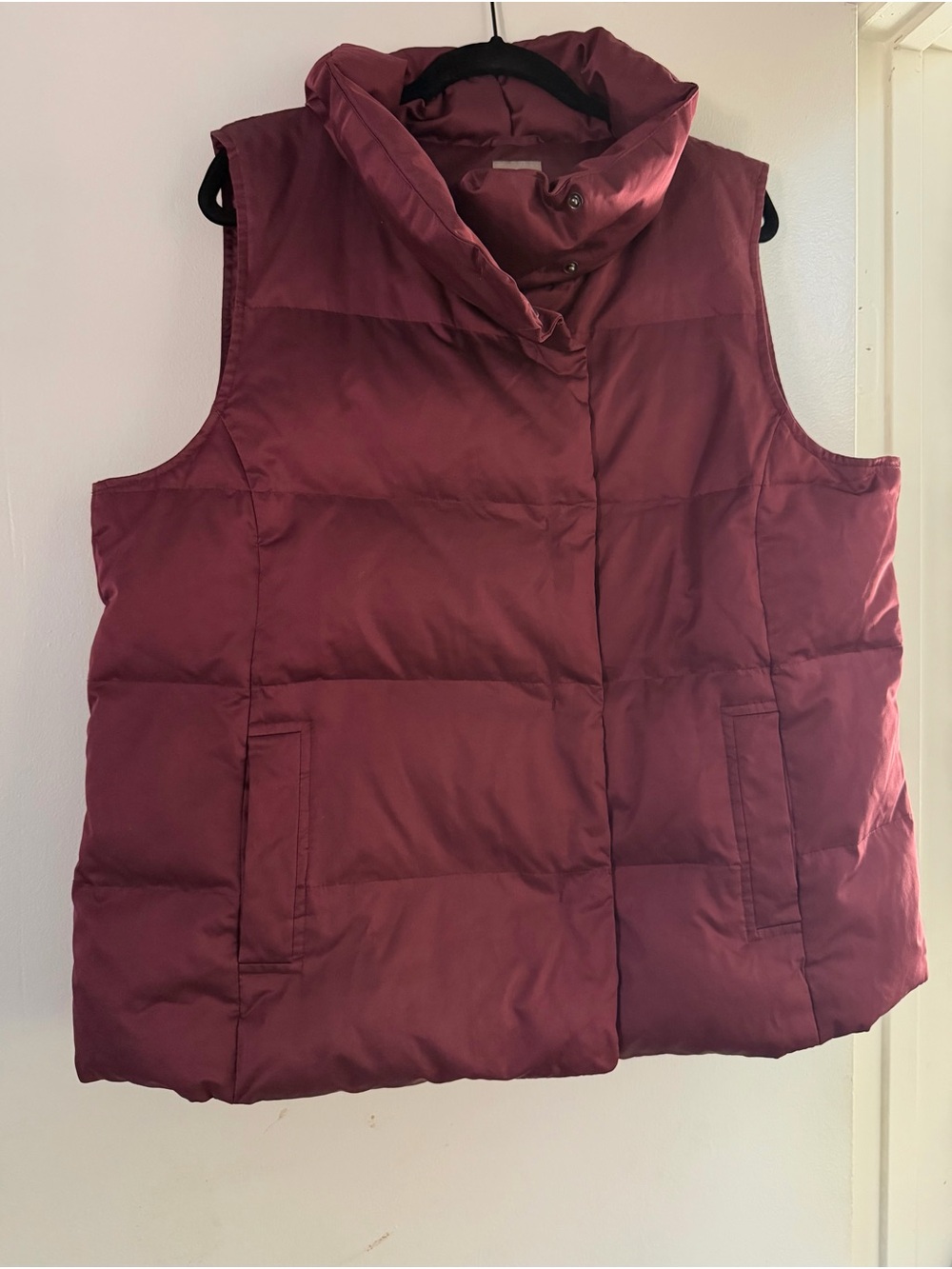 J. Jill Down Puffer Vest XL Burgundy High Neck Full Snap